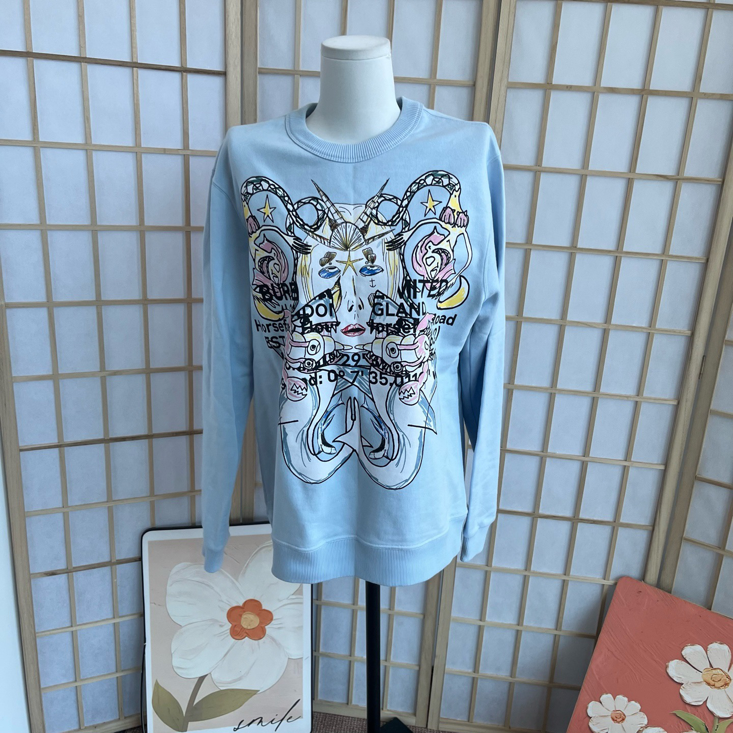 99新 BURBERRY/博柏利 A10054蓝色卫衣时尚S码肩宽44胸围106