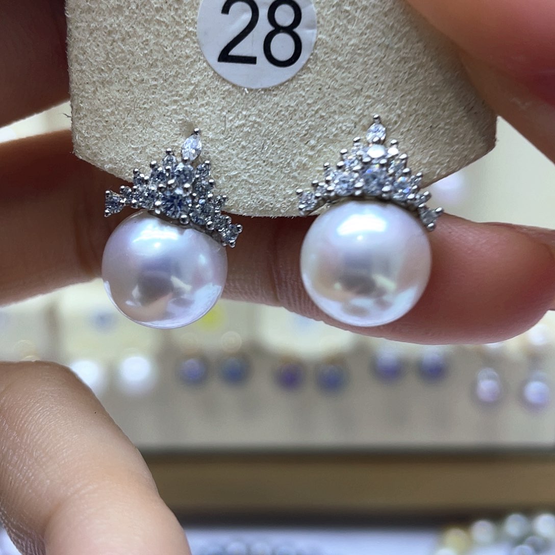 淡水珍珠耳饰银S925镶嵌