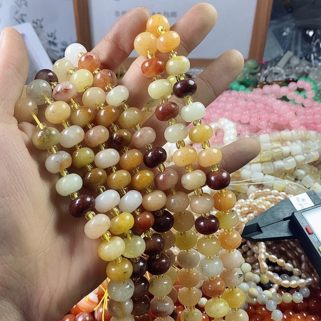 玛瑙/玉髓珠宝半成品未镶嵌一条天然8×12金丝玉胖隔片