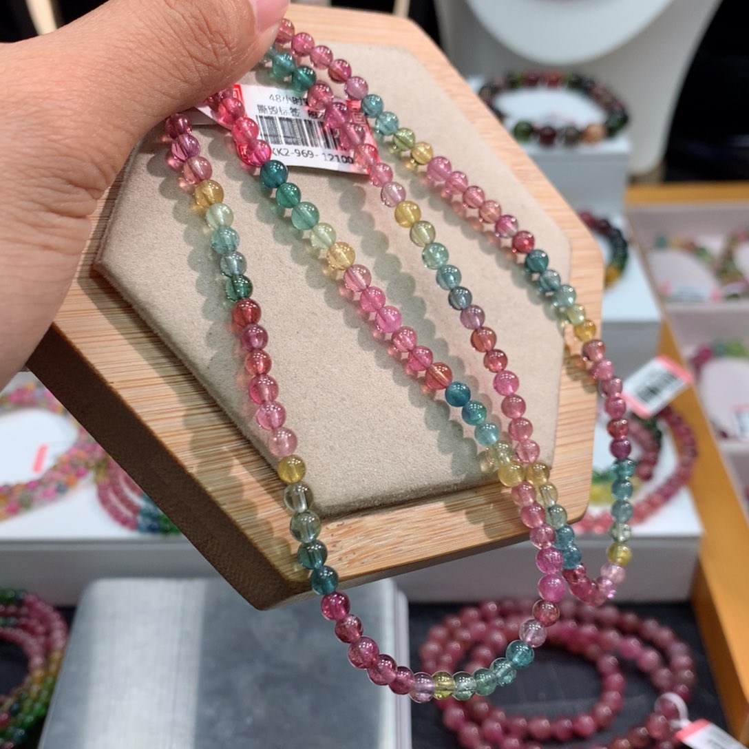 碧玺手链未镶嵌      4.3mm。    