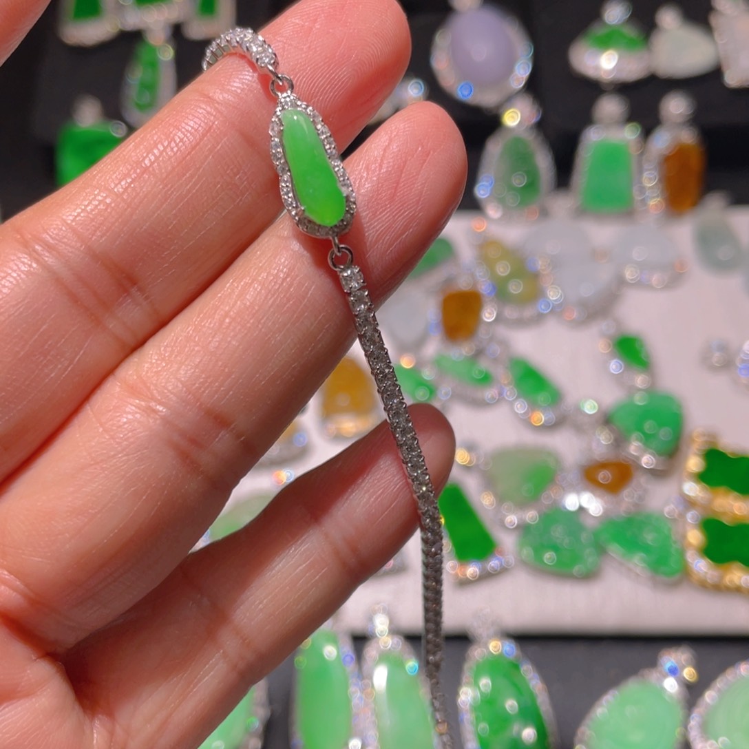 翡翠手链银S925镶嵌精品