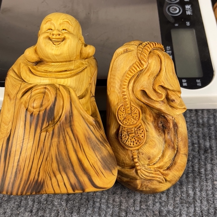 崖柏弥勒 钱袋手把件