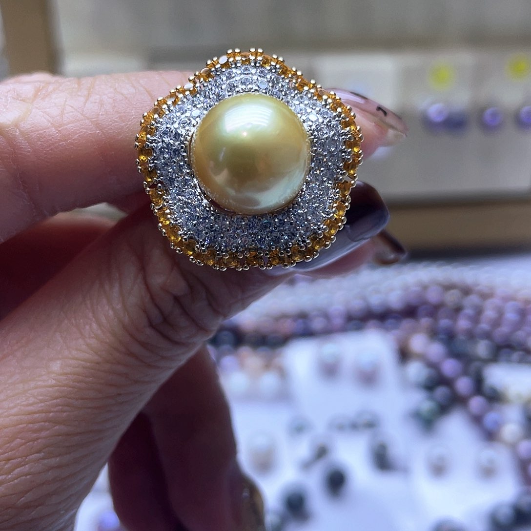 海水珍珠戒指银S925镶嵌