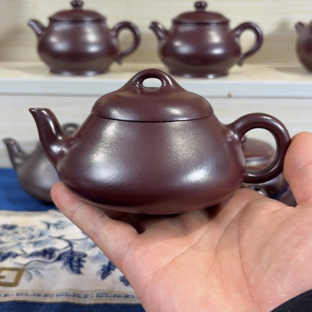 紫砂茶壶残**雨全手工高温龙血砂汉棠石瓢