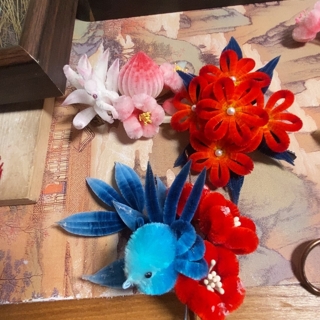 非遗绒花发簪款头款