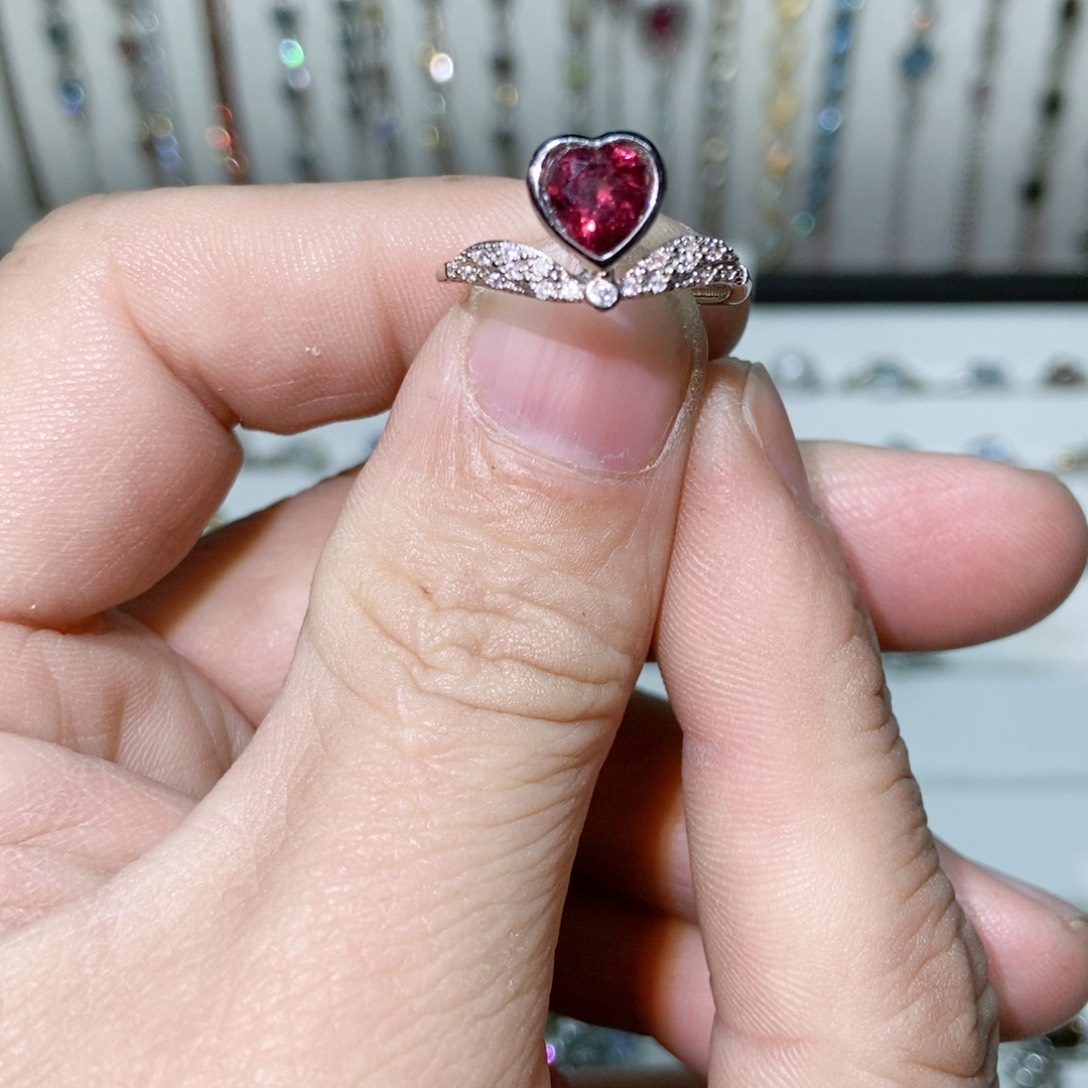 绿水晶戒指银S925镶嵌