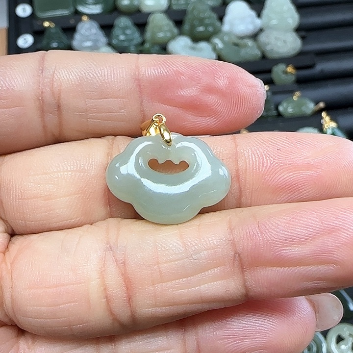 和田玉吊坠(不含链)银S925镶嵌墨*