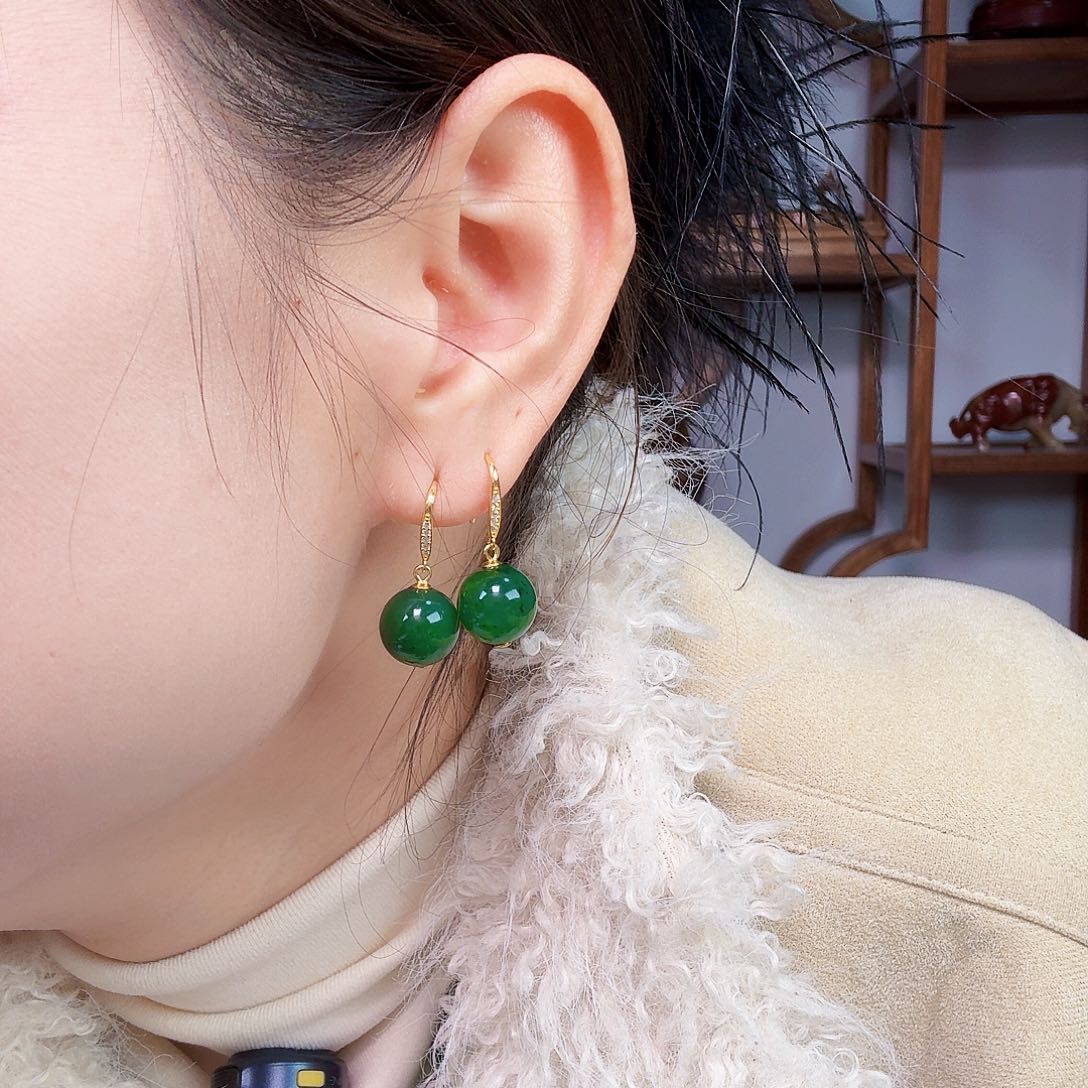 未镶嵌和田玉（碧玉）耳饰遇****花卡12