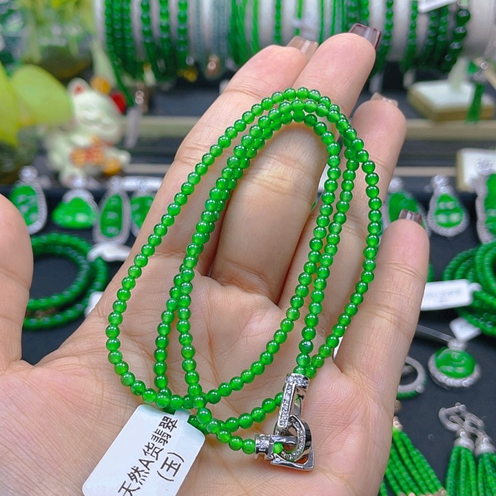 翡翠颈饰未镶嵌圆珠项链3