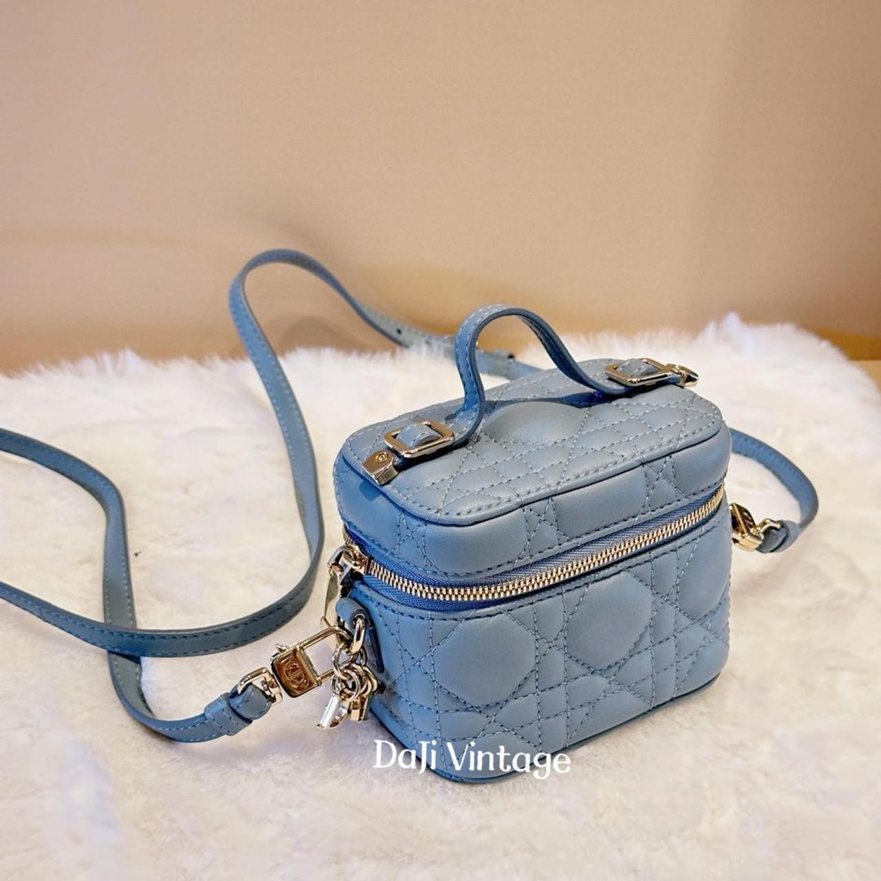 99新 DIOR/迪奥 大吉中古/DIOR迪奥藤格纹雾霾蓝小盒子斜挎包