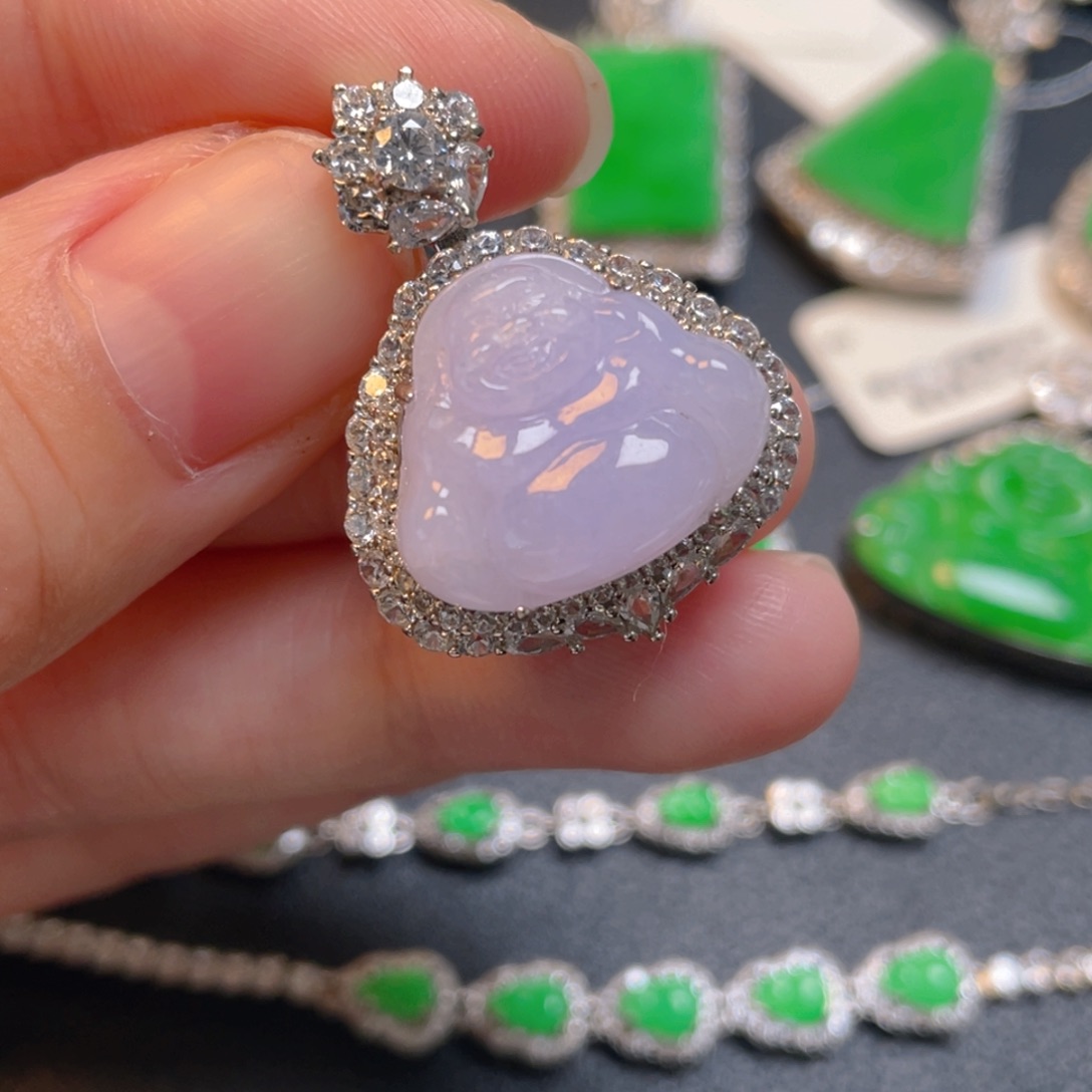 翡翠银S925镶嵌吊坠(不含链)