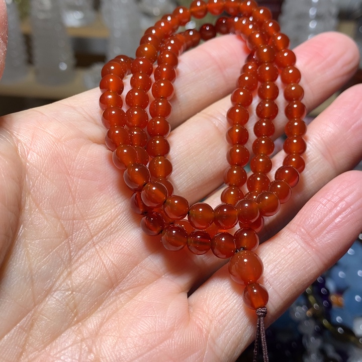 玛瑙/玉髓未镶嵌手链6mm佛珠手链