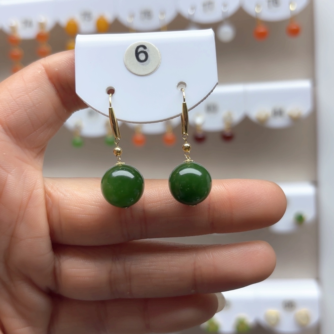 和田玉耳饰18K金镶嵌