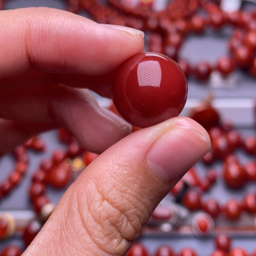 南红玛瑙未镶嵌其他天然精品）16mm瓦西玫瑰红圆珠单珠