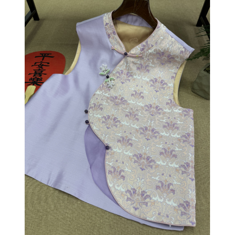 禧睿华服【紫地金莲】吴罗名品复古国风优雅显贵气质马甲