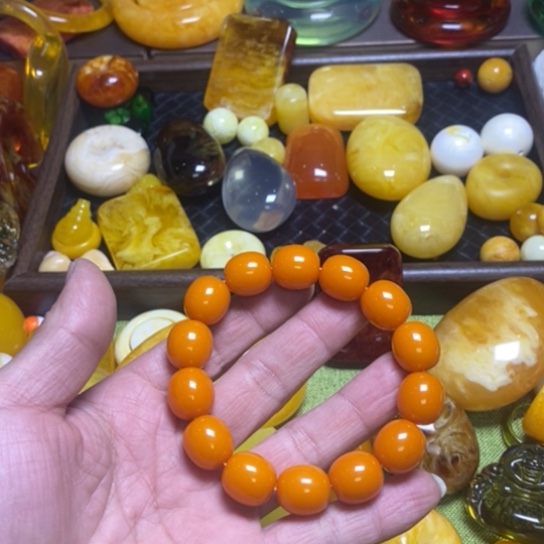 伏***笔鸡油红卡14单圈手串