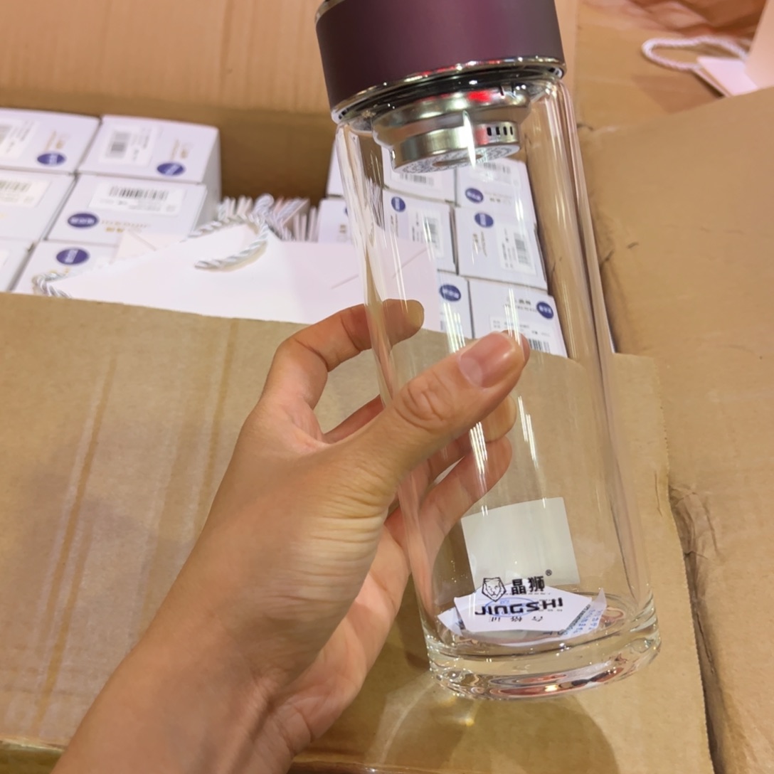 晶单层烫手玻璃杯510提环紫色玻璃杯510