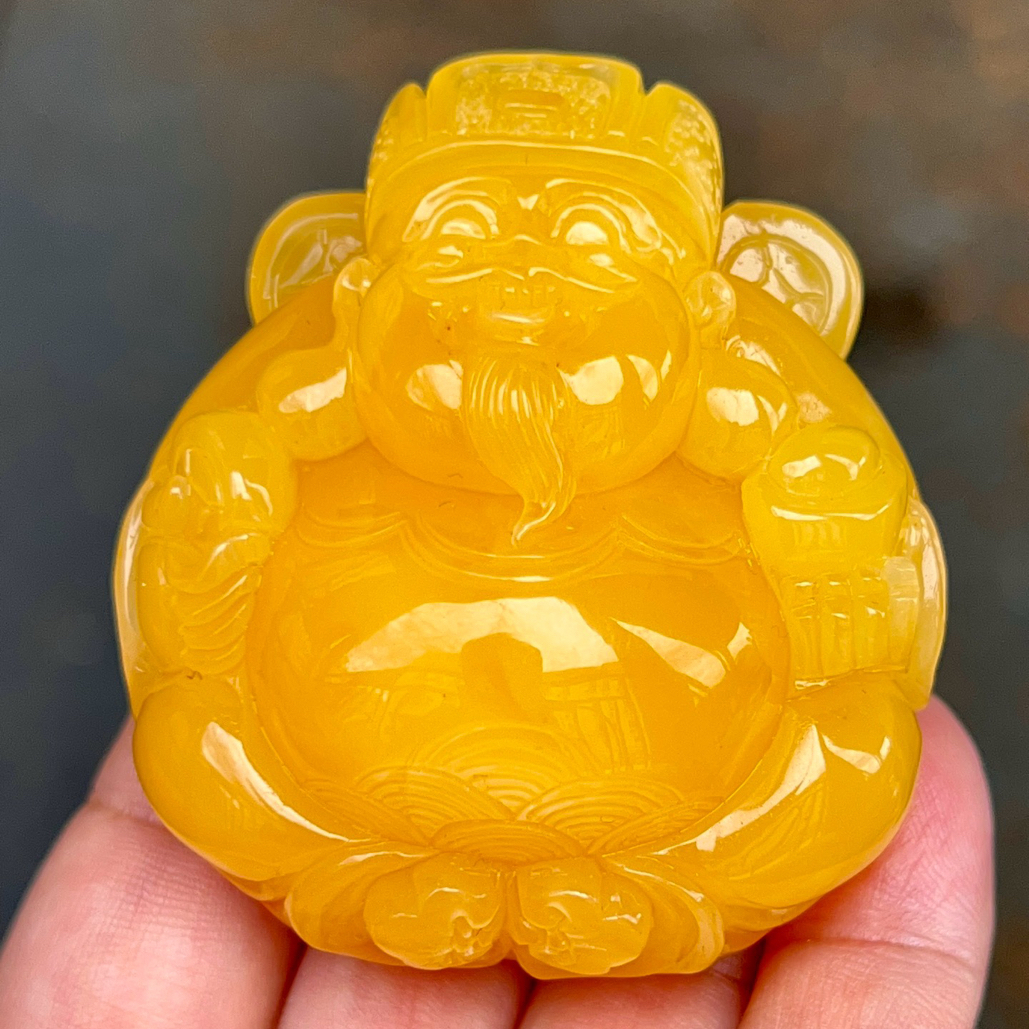 大师精雕焦皮料鸡油红财神
