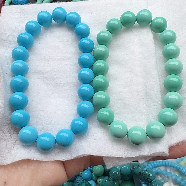 尺寸：10➕绿圆珠手串，蓝圆珠手串