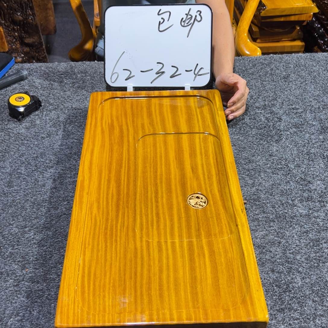 缅甸大叶金丝楠实木茶盘