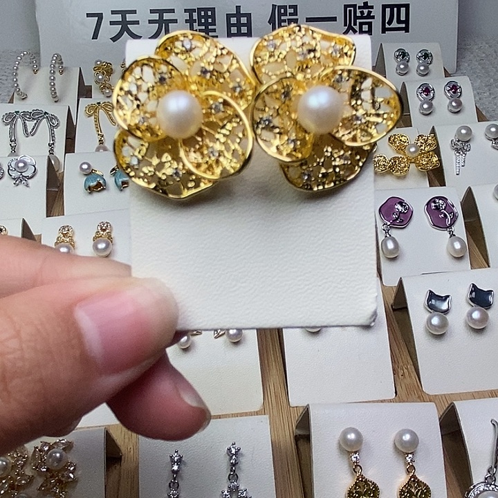 淡水珍珠耳饰银S925镶嵌