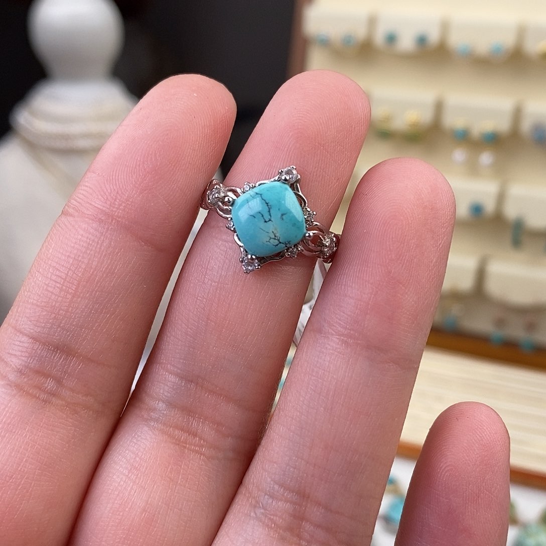 绿松石戒指银S925镶嵌