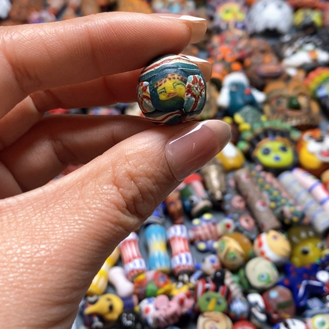 琉璃颈饰印度尼西亚古法珠