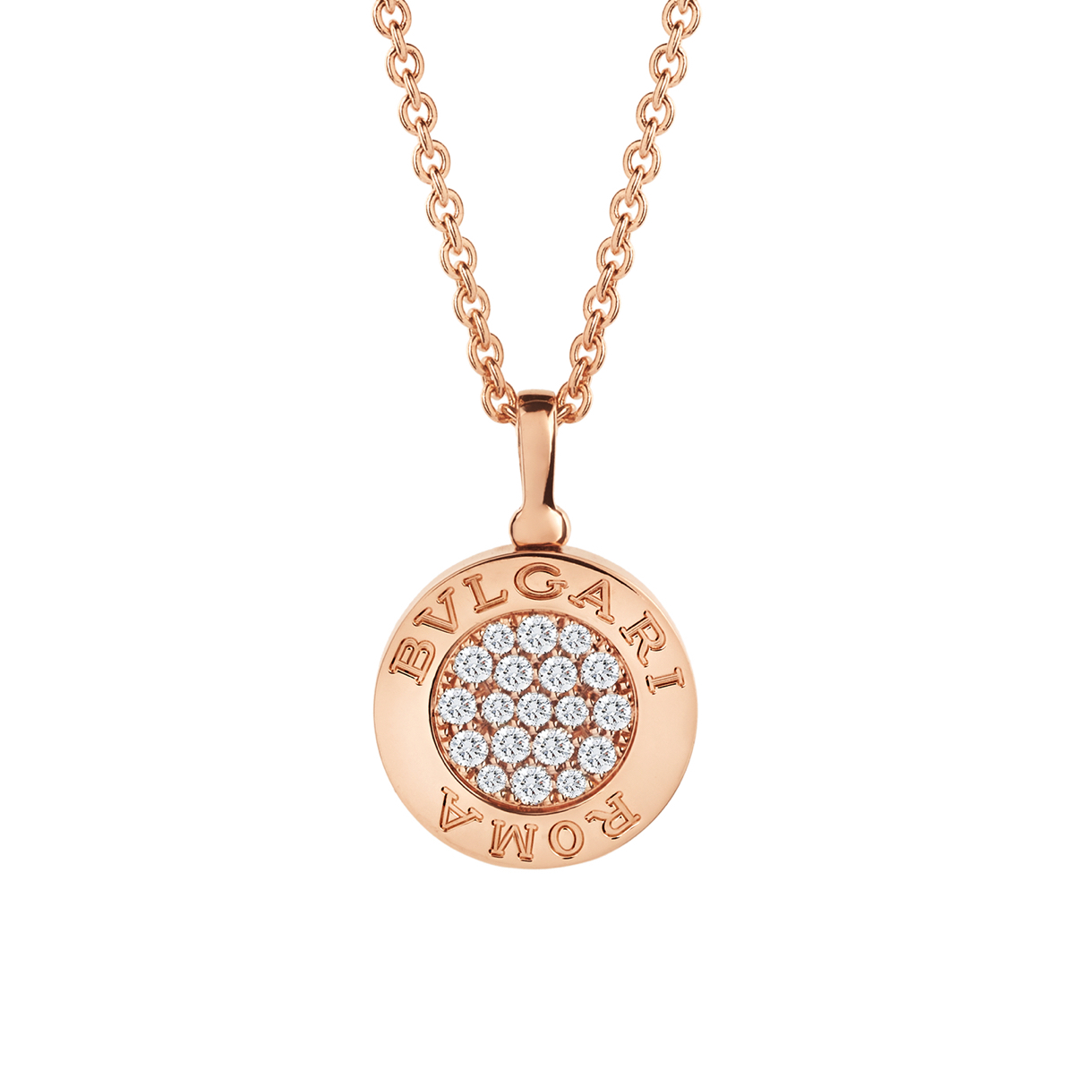 99新 BVLGARI/宝格丽 大号满钻黑色双面圆饼项链/公价54600