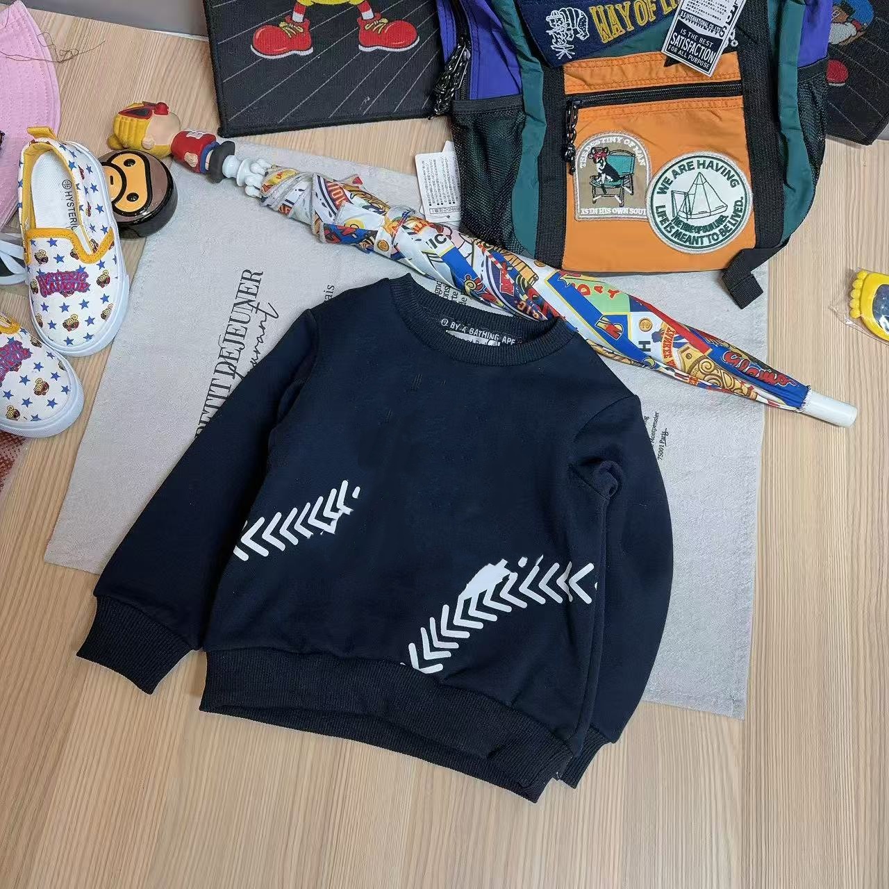 6550【箭头印花】时尚休闲百搭冬季儿童加绒卫衣