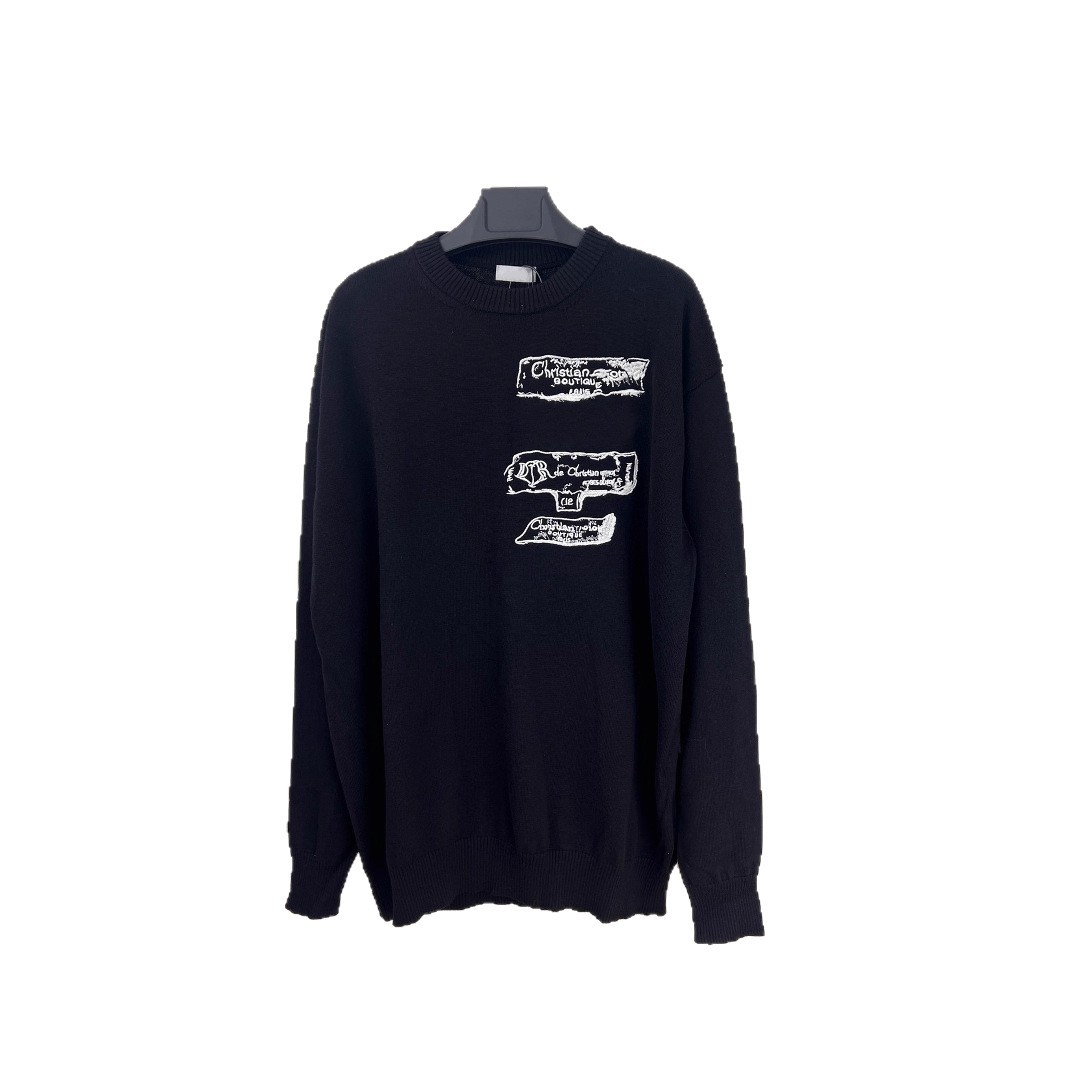 「奢牌工艺」2025年新款字母标语圆领针织毛衣 CD家高端针织毛衣