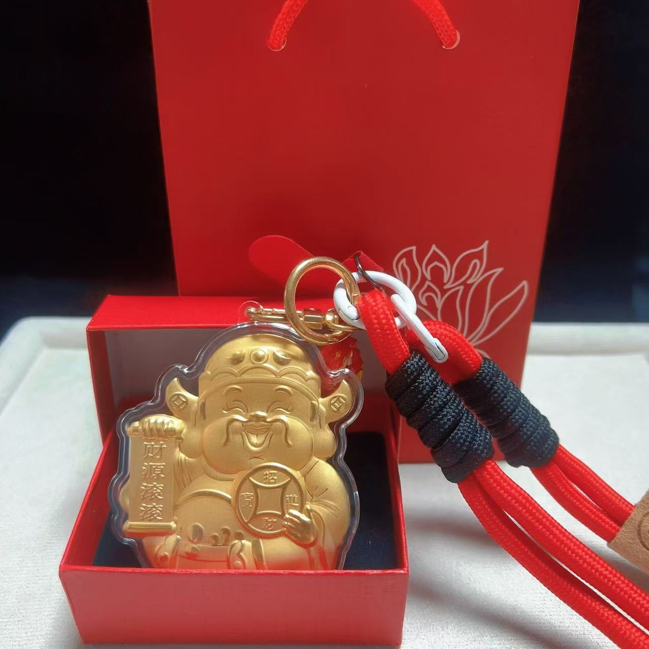 含金工艺品财源滚滚财爷【含金】手机挂件包挂件送闺蜜送爸妈