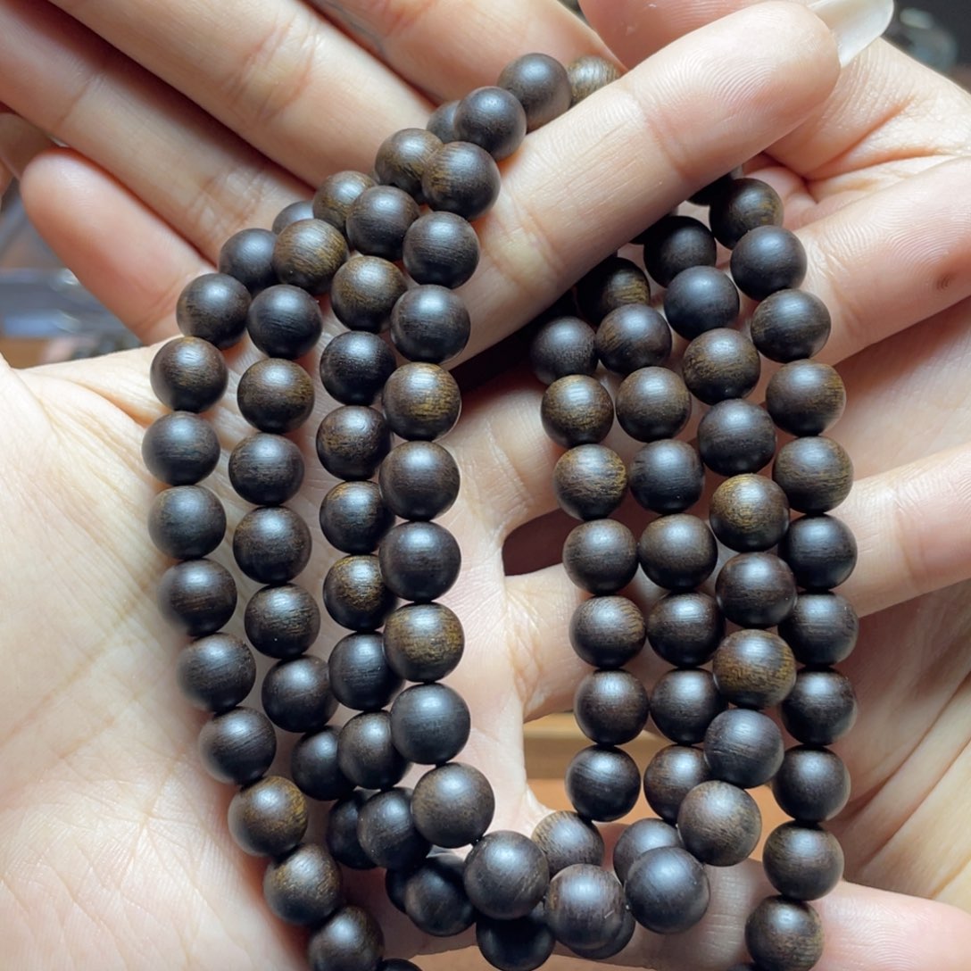 沉香手串流***熊越南芽庄白奇楠0.8玉化料圆珠沉水级