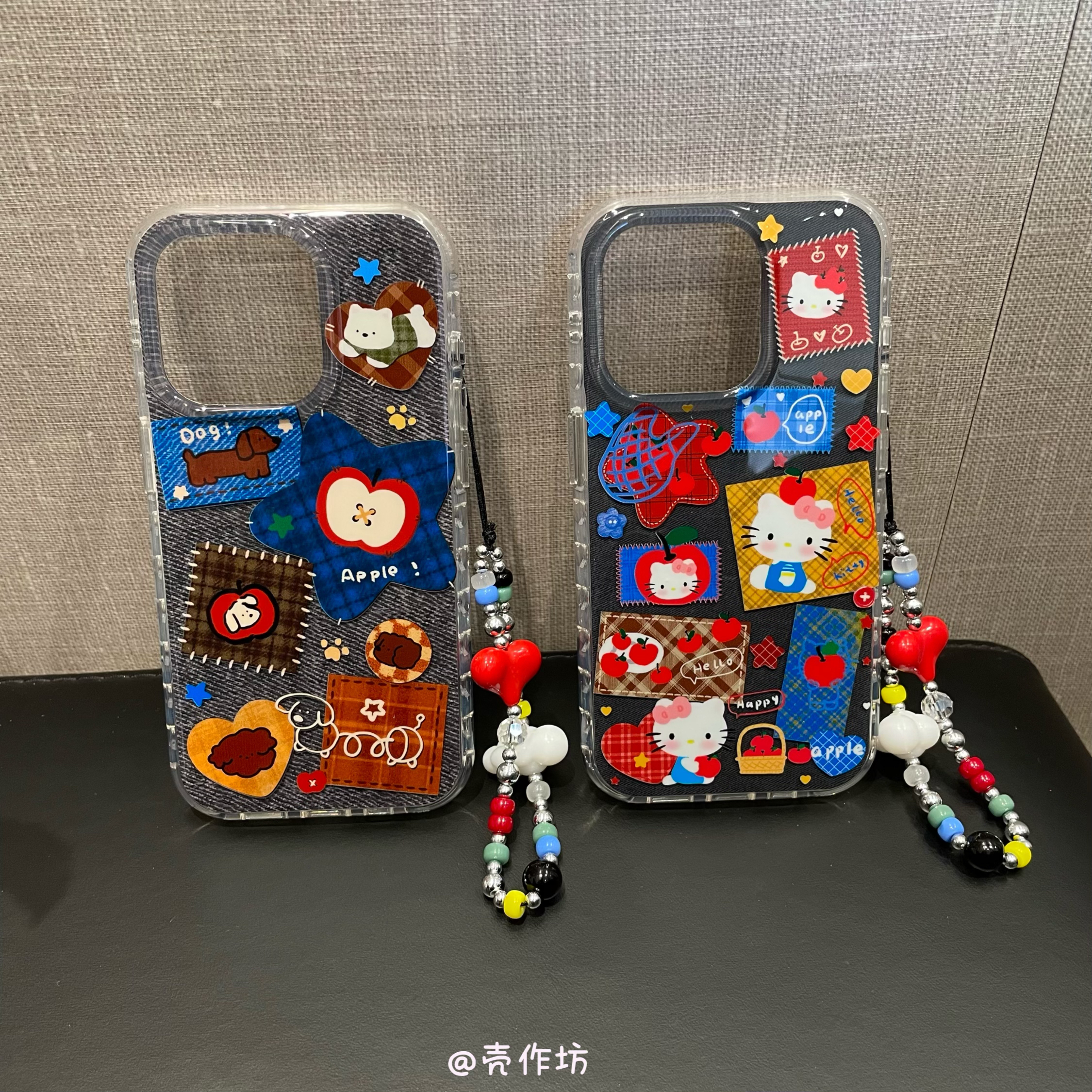 可爱腊肠狗KT卡通拼接圆边适用苹果17pro/16/15/14防摔全包手机壳