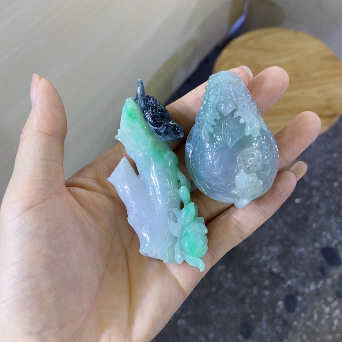 未镶嵌摆件翡翠桃***水好看的翡翠龙龟花开富贵