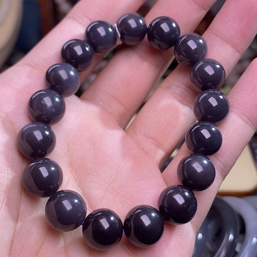 和田玉烟紫手串未镶嵌