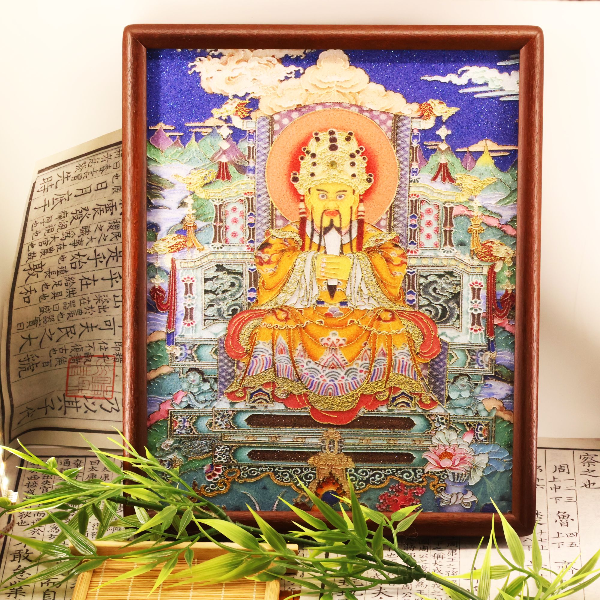 【凰世今传】搓丝手绘大黑天/扎基拉姆/龙五爷唐卡摆件【尺寸10寸】