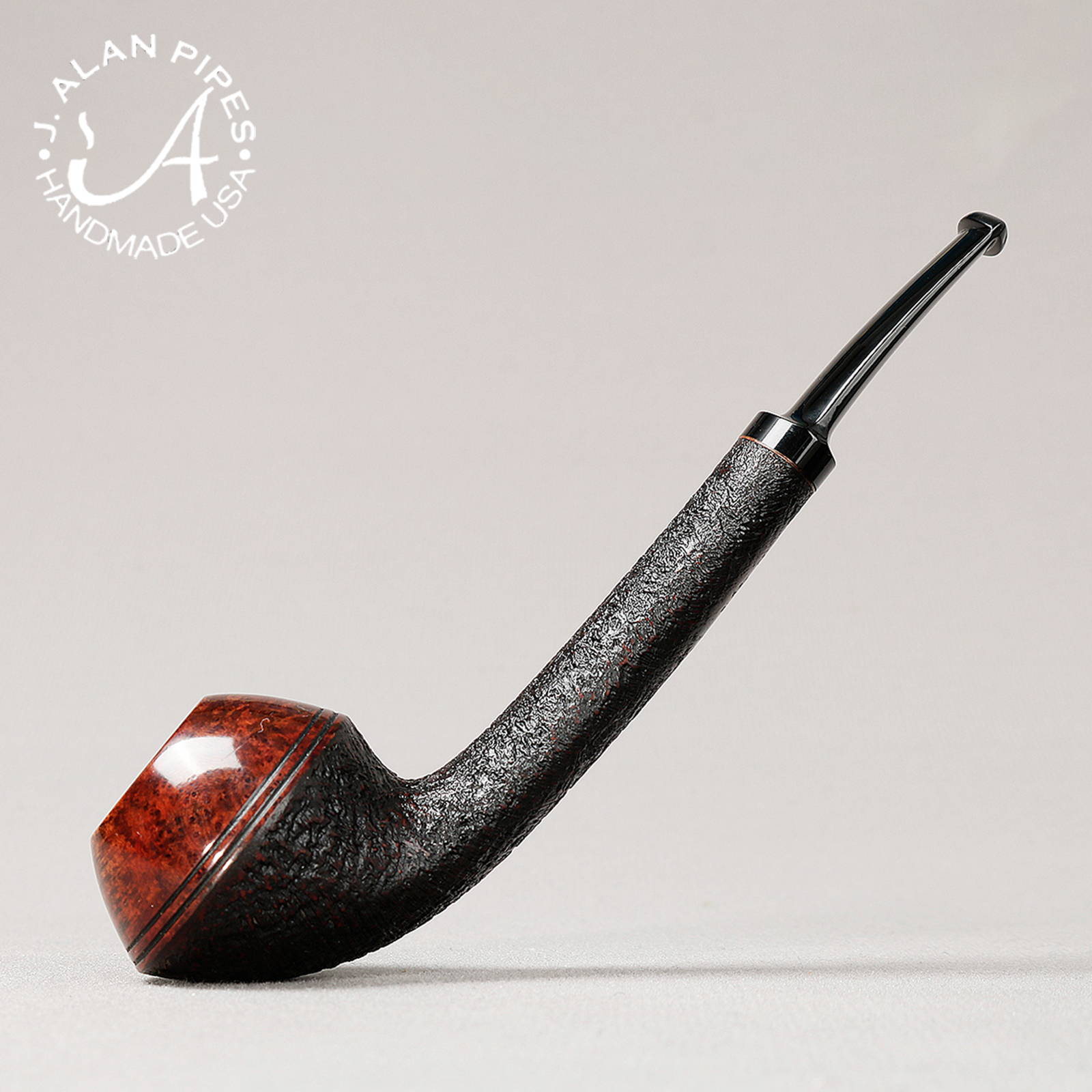 美国杰夫阿兰 Jeff Alan 半喷砂长杆牛头微弯 3mm 手工石楠木烟斗