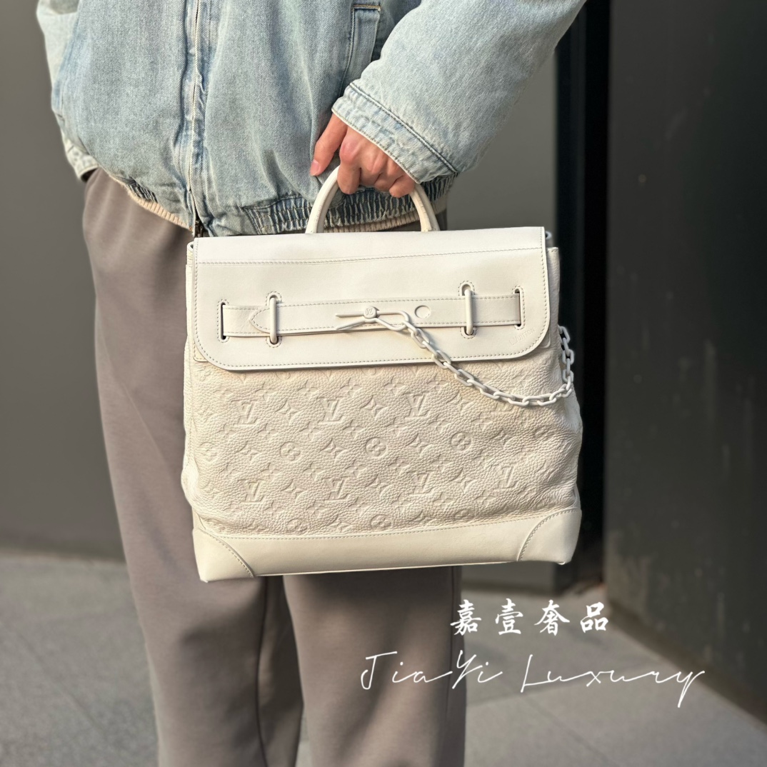 99新 LouisVuitton/路易威登 嘉壹/(6552)Lv Steamer皮革 单肩包
