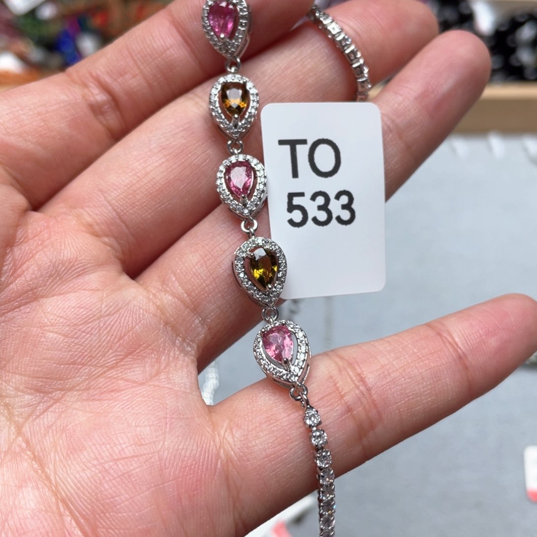 碧玺手串银S925镶嵌手串