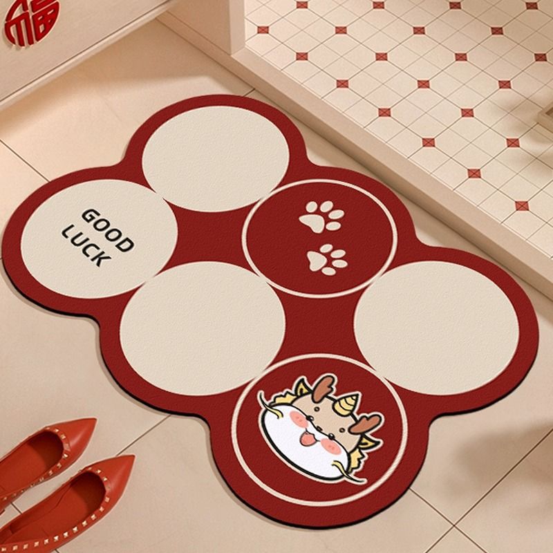 硅藻泥浴室地垫吸水防滑速干耐脏红色脚踩垫厕所门口用