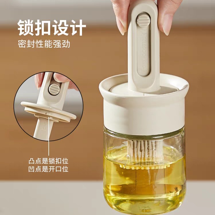 A28-油刷油瓶一体玻璃硅胶刷食品级烧烤刷子不掉毛家用耐高温刷油