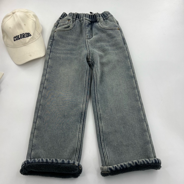 11092高端潮流时尚百搭休闲童装时尚加绒牛仔裤D