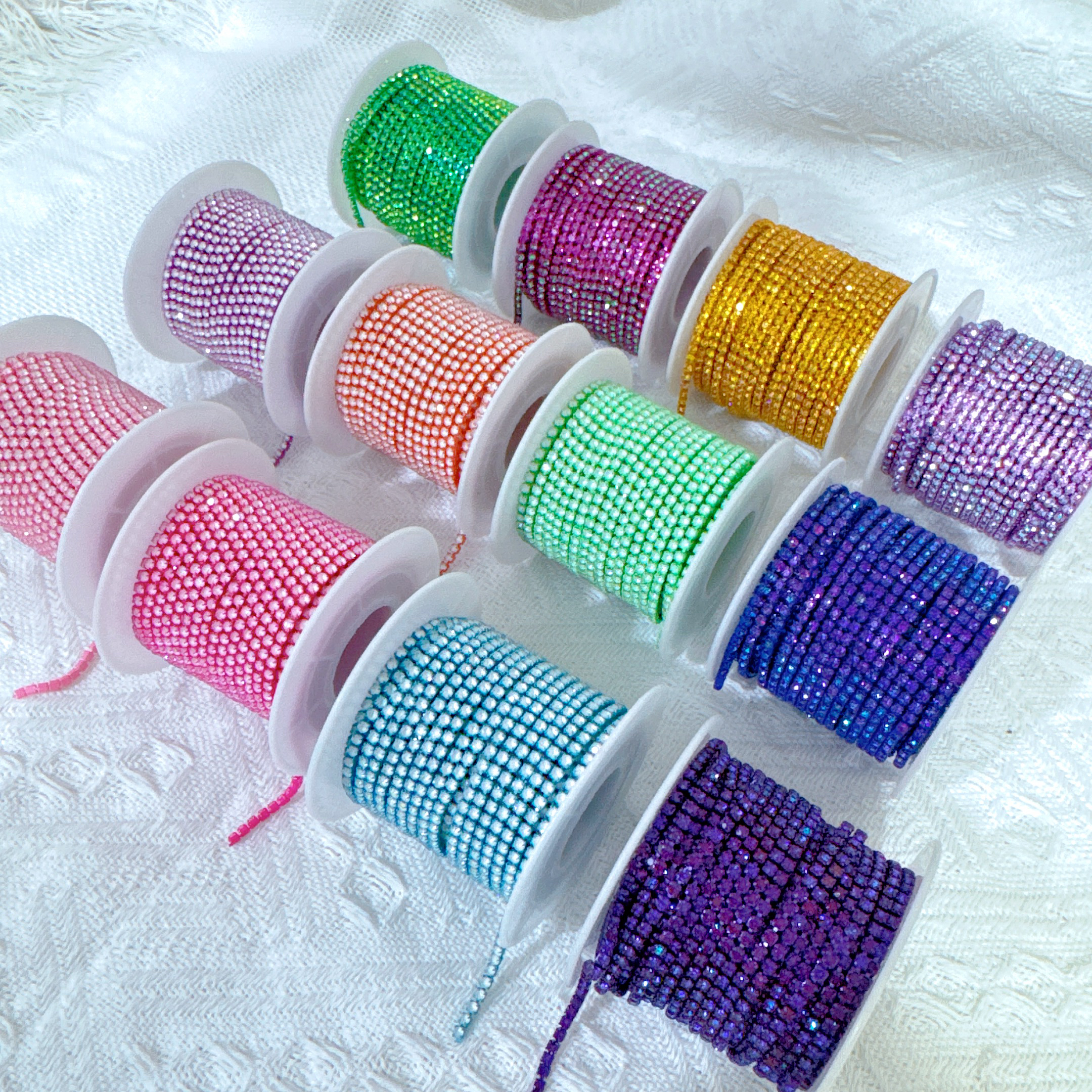 新款电泳2mm摩卡极光水钻链爪钻美甲链条diy手工婚纱服饰装饰材料