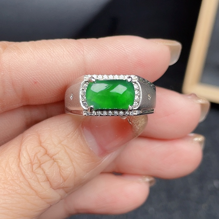 翡翠戒指银S925镶嵌编号0035没有运费险