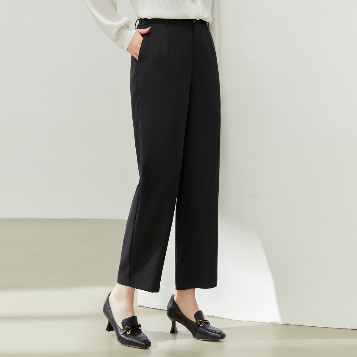 【零束缚松紧腰休闲裤】纤莉秀大码女装宽松高腰垂感遮跨裤子QK0065