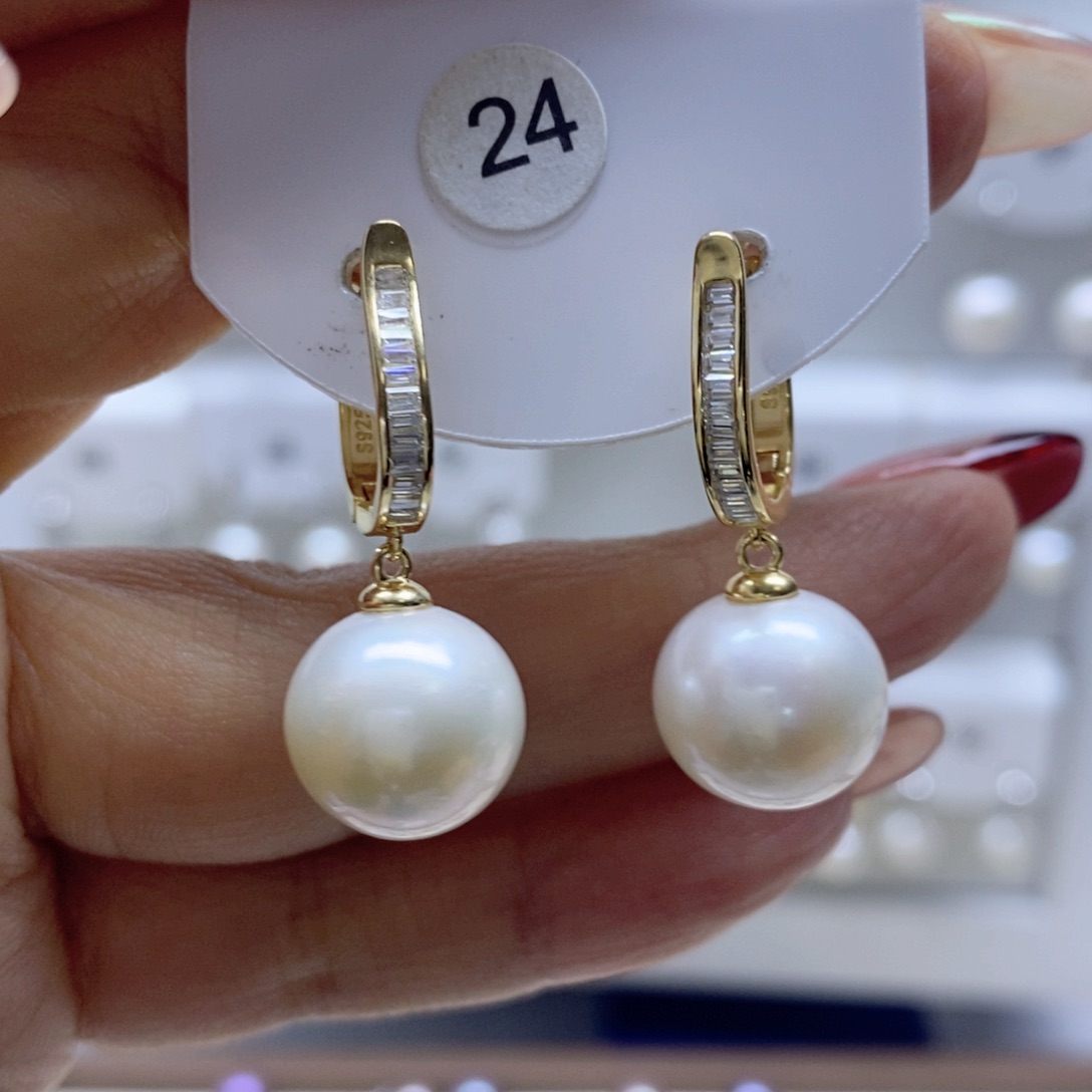 淡水珍珠耳饰银S925镶嵌