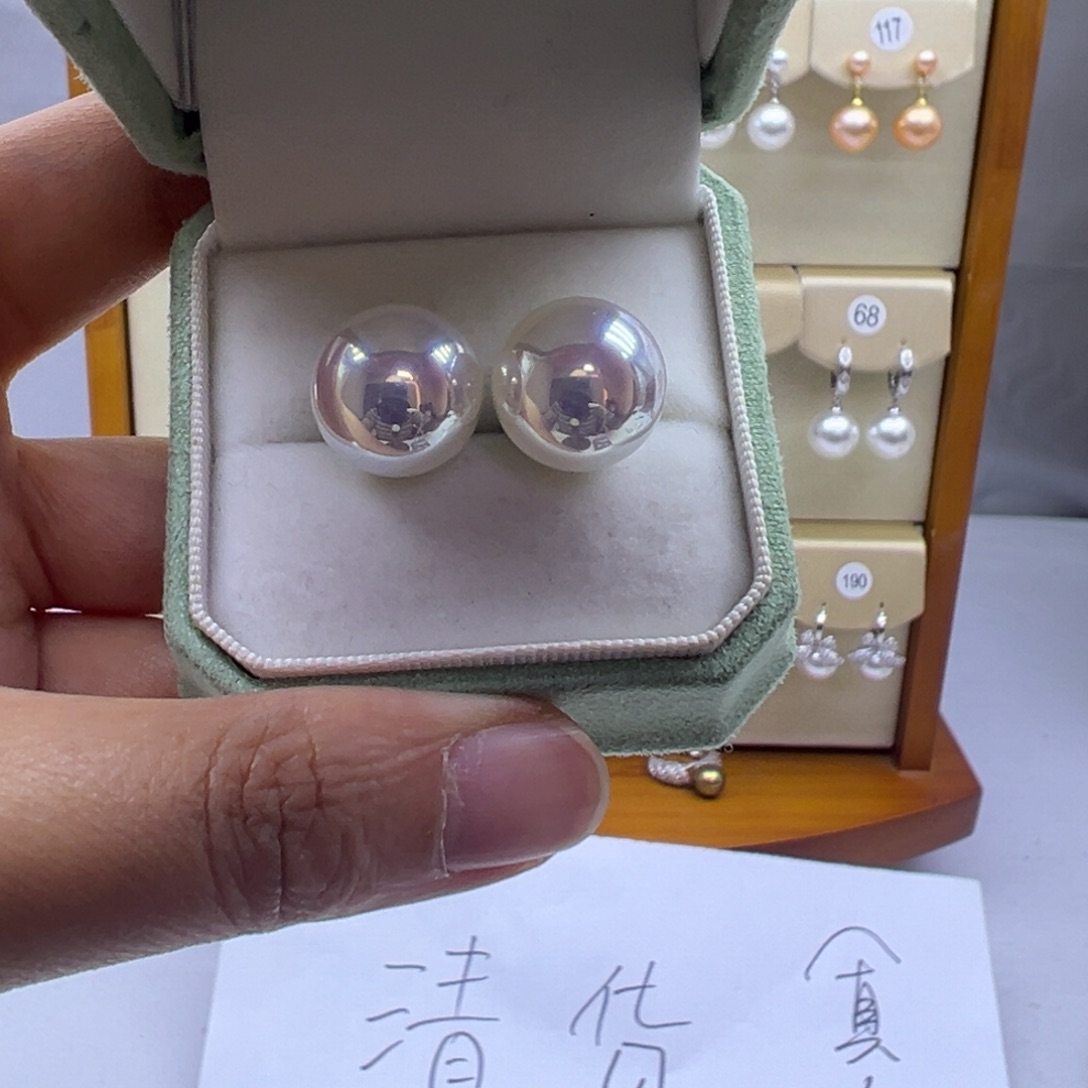 银S925镶嵌淡水珍珠耳饰