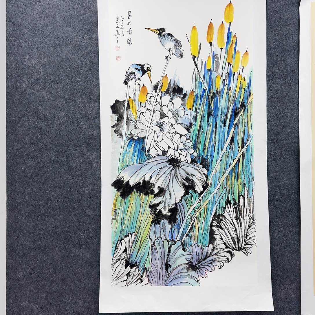 国画作品小姐姐放漏中