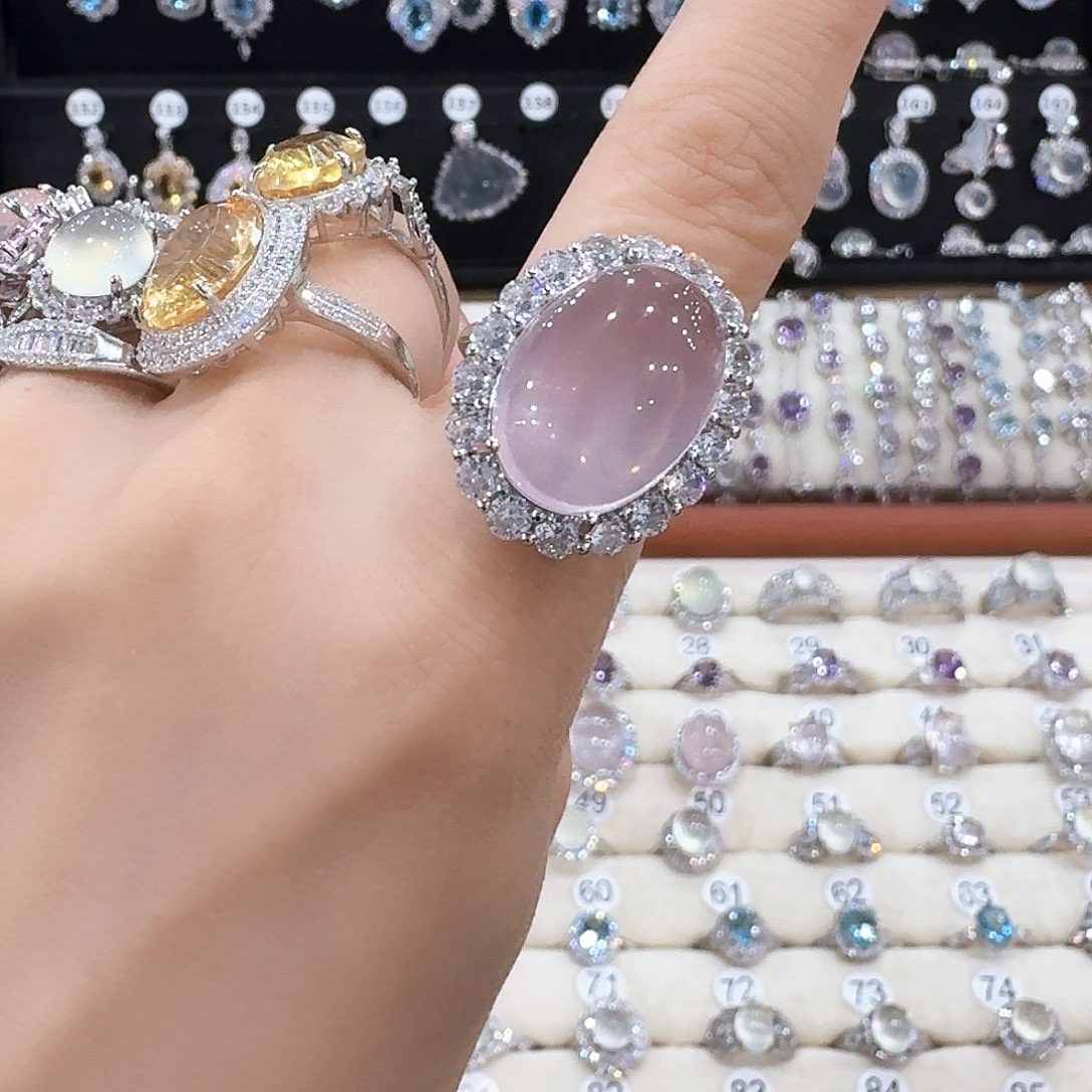 多***恩芙蓉石戒指银S925镶嵌