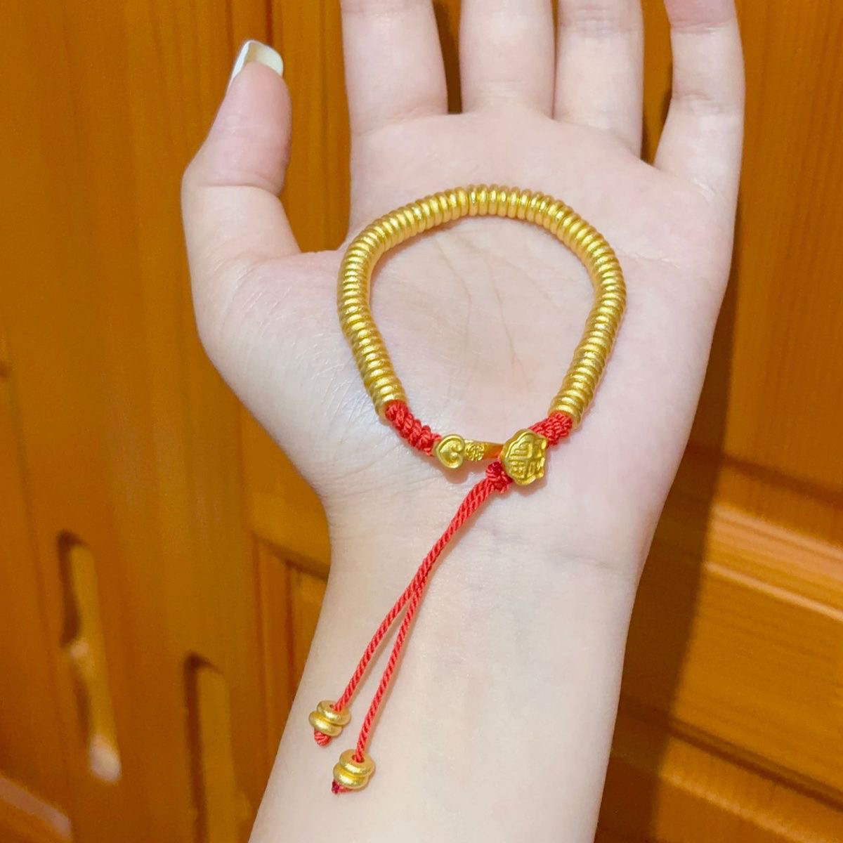 合金手链 如意盘缠手链  国潮新国风金红绳手串转运diy手工编织